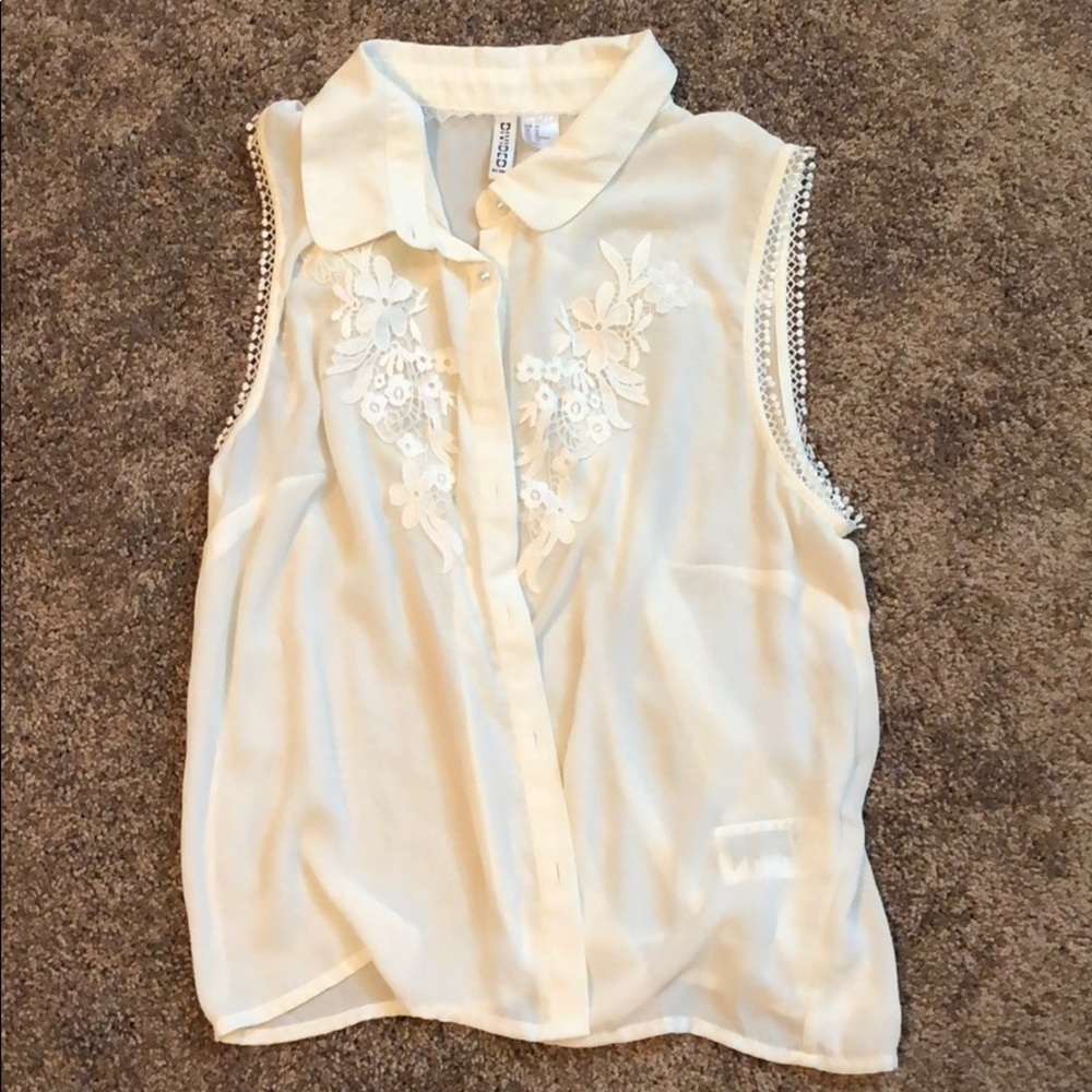 Sheer button down top